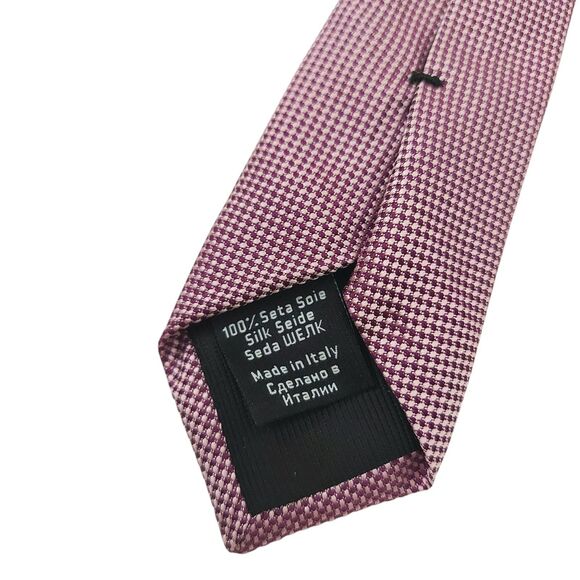 Boss Hugo Boss Tie Mens Red Pink Silk Narrow Luxury Designer Made in Italy - Picture 10 of 11
